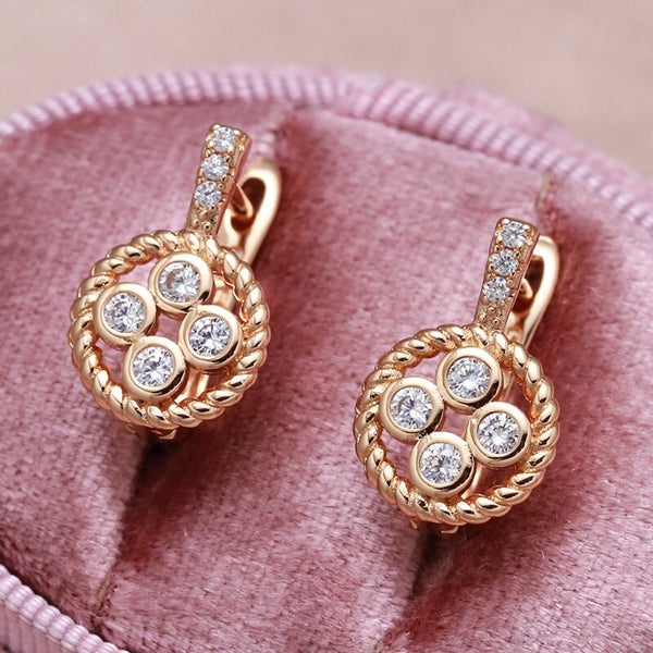 Pendientes de circonitas torcidas elegantes de estilo europeo