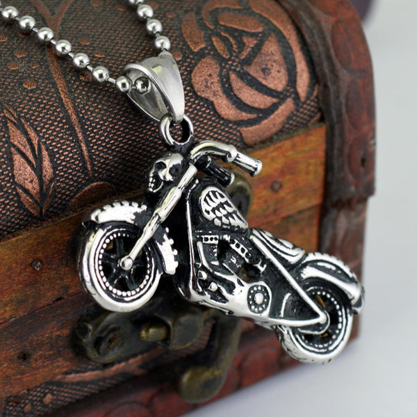 Collar con colgante de motociclista estilo punk hip hop para hombre