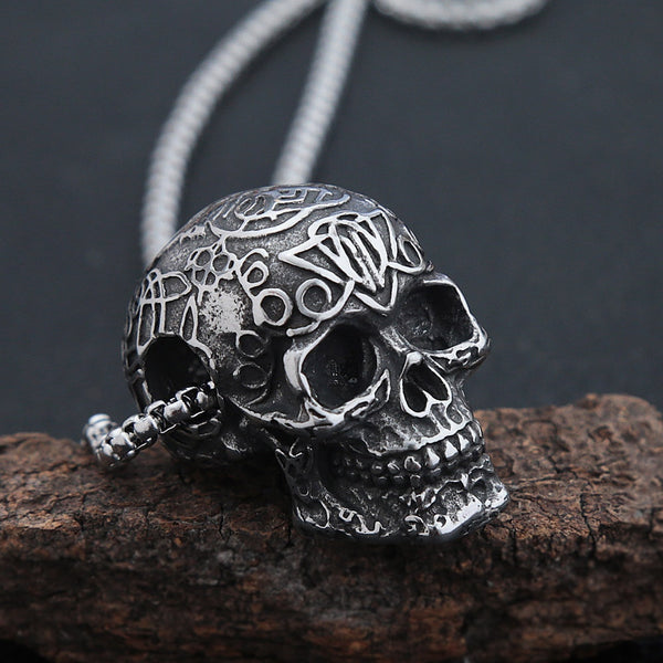 Colgante de calavera gótica para hombre, diseño punk hip hop, de acero inoxidable, con sello, para motociclista.