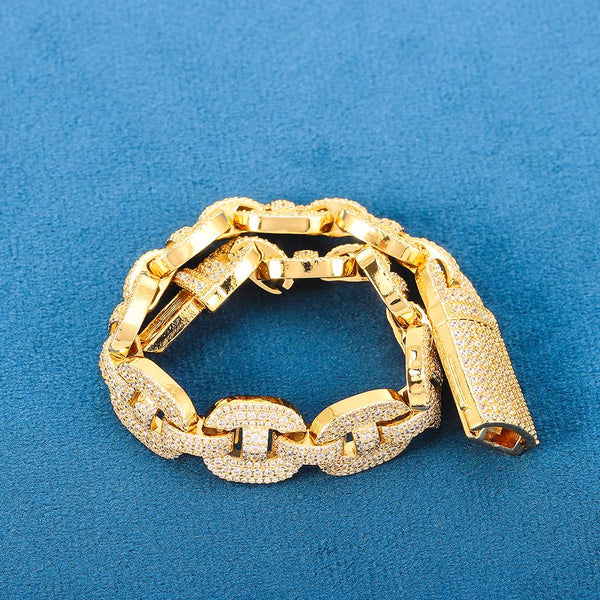 Pulsera cubana de circonita 5A de alta calidad en forma de H para hombre