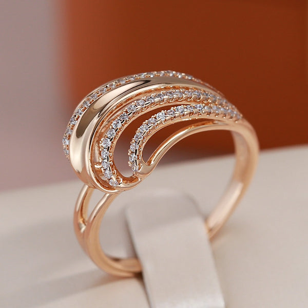 Anillos de mujer con diseño de ondas y doble capa de circonitas