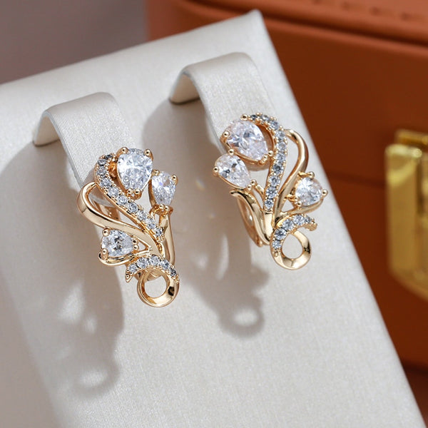 Elegant Pattern Full Zircon Women's Drop Earrings