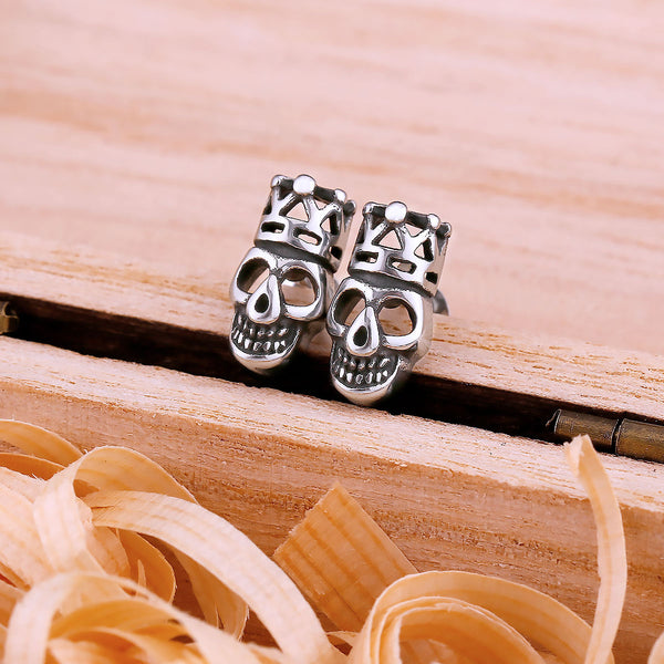 Pendientes de acero inoxidable con diseño de calavera y corona de moda para hombre, estilo hip hop, gótico y motero.