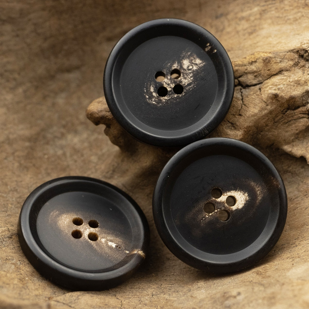 5pcs Matte Horn Buttons Black Dark Brown Sewing Accessories