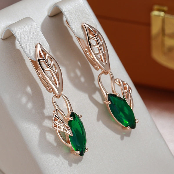 New Luxury Garnet Zircon Long Pendant Earrings
