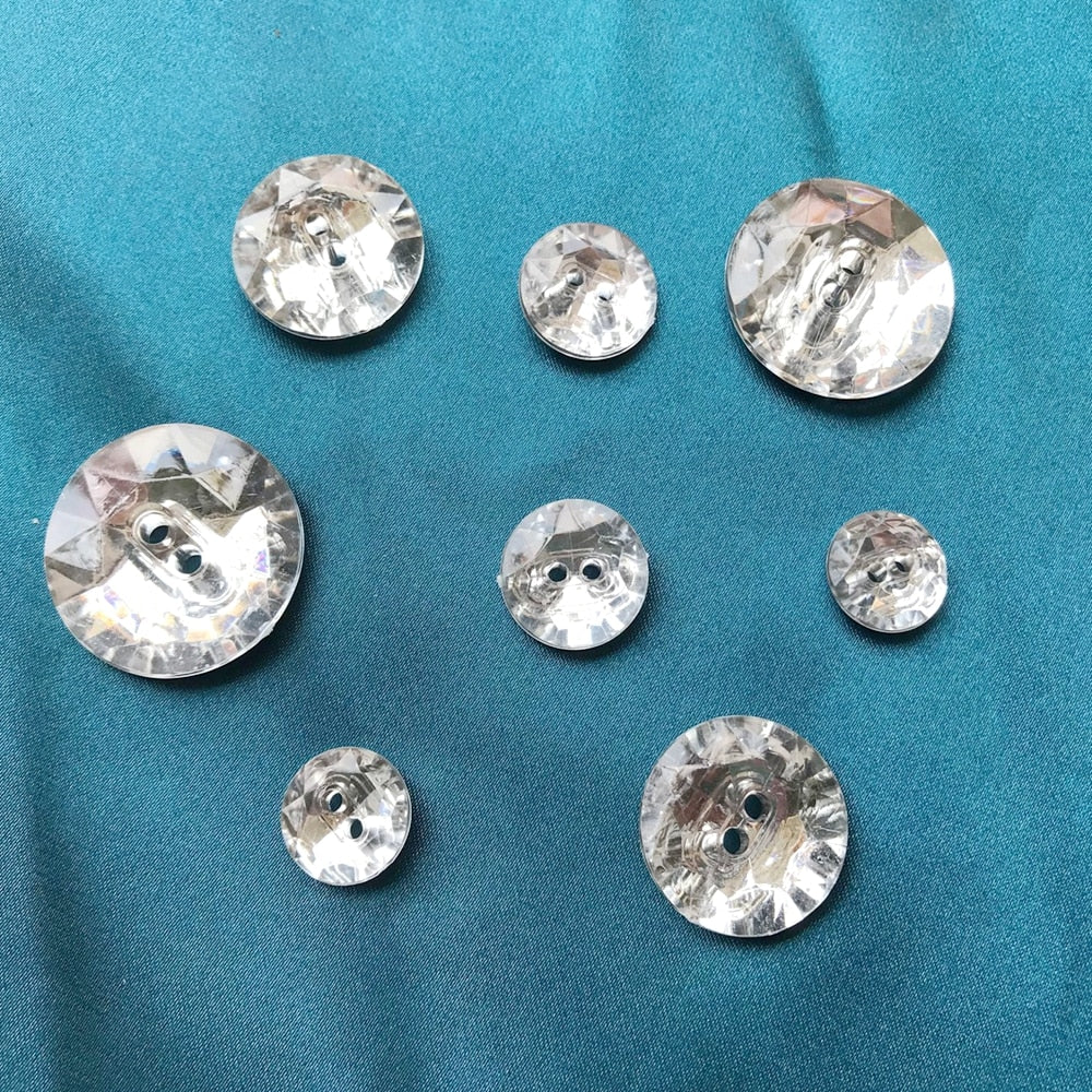 12/15/20/25MM Round Acrylic Buttons Flatback 2 Holes Apparel Bags Shoes Sewing Accessories DIY Crafts