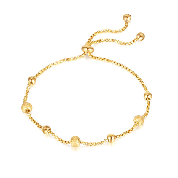 Pulsera ajustable extraíble de acero inoxidable Pulsera de cuentas esmeriladas de moda