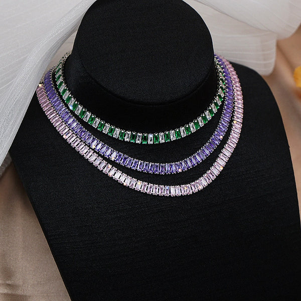 Luxury Colorful Rhinestone Choker Necklace for Women