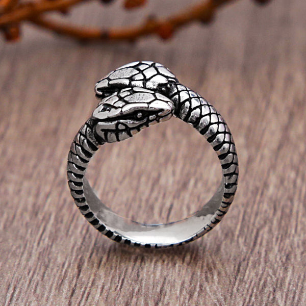 Anillo de serpiente de acero inoxidable estilo punk hip hop para hombres y mujeres
