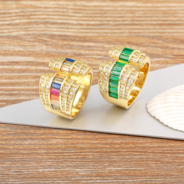 Nuevos y exquisitos anillos abiertos de circonita irregular en 5 colores