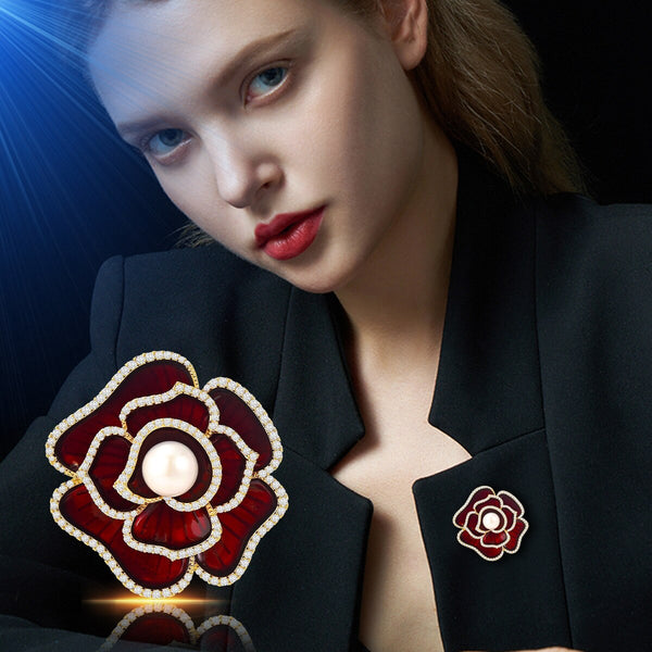 pring New Camellia Brooch Female Design Temperament Retro Corsage Small Fragrance Brooch