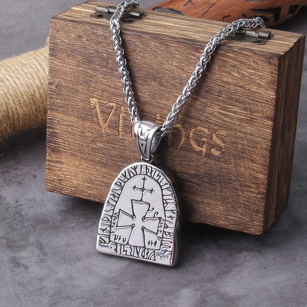Never Fade Stainless steel Viking Rune Stele Pendant silver color man jewelry gift