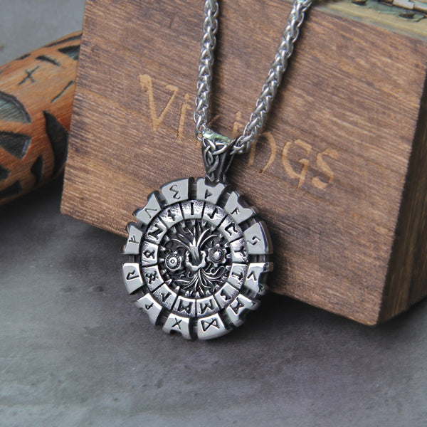 Collar vikingo Yggdrasil Árbol de la Vida y Runa de Odín para hombre que nunca se decolora