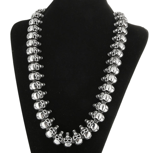 Collar de cadena con eslabones de calavera punk rock para hombre