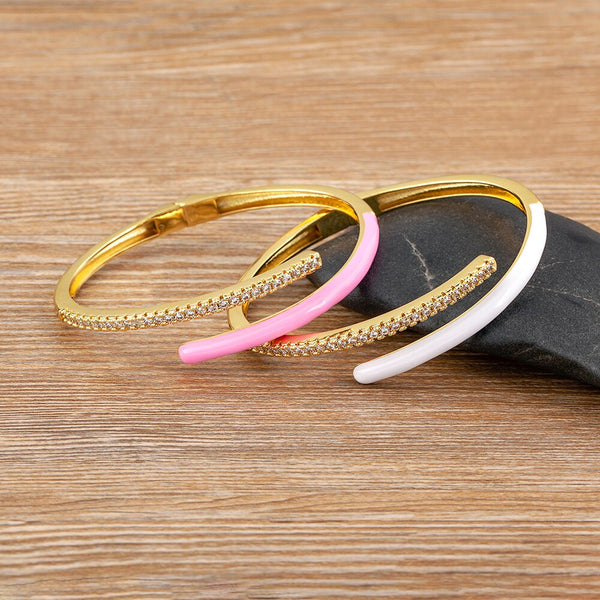 Brazalete de cristal elegante de alta calidad en 6 colores, brazalete nupcial ajustable y abierto.