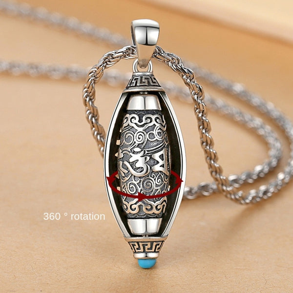 Fashion Simple Six Character Truth Spinning Cylinder Necklace For Men And Women