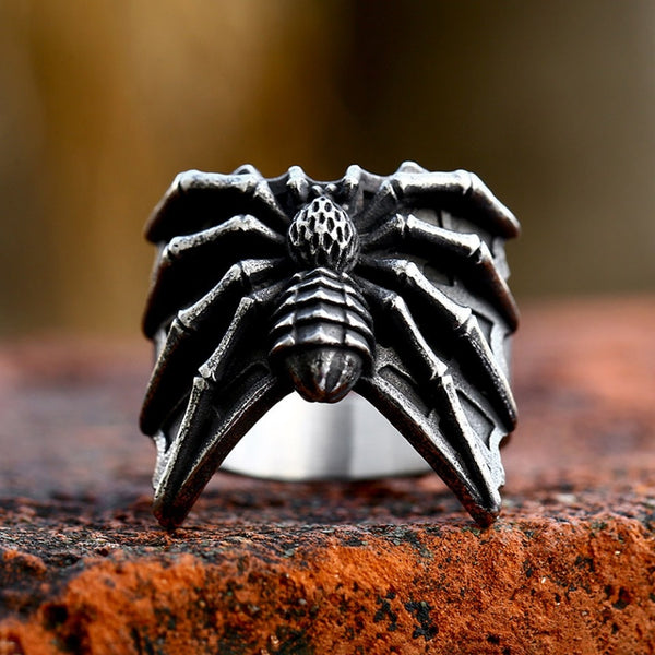 Anillo de araña de metal de acero inoxidable 316L vintage, estilo gótico, único, de alta calidad, para hombre.