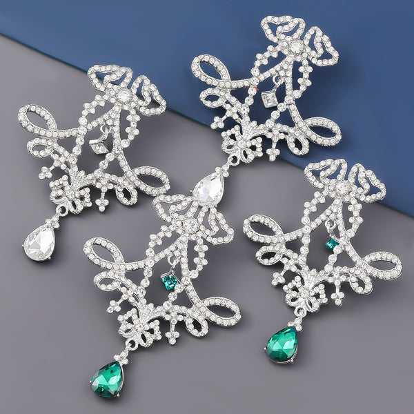 Pendientes geométricos de diamantes huecos de metal de moda para mujer