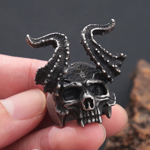Anillos góticos de calavera de Satanás y Lucifer para hombre