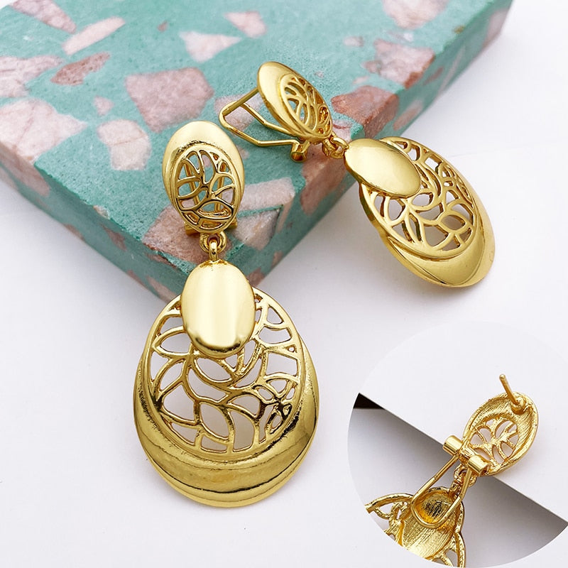 Italian Gold Plated Jewelry Set Necklace Earring Sets For Women