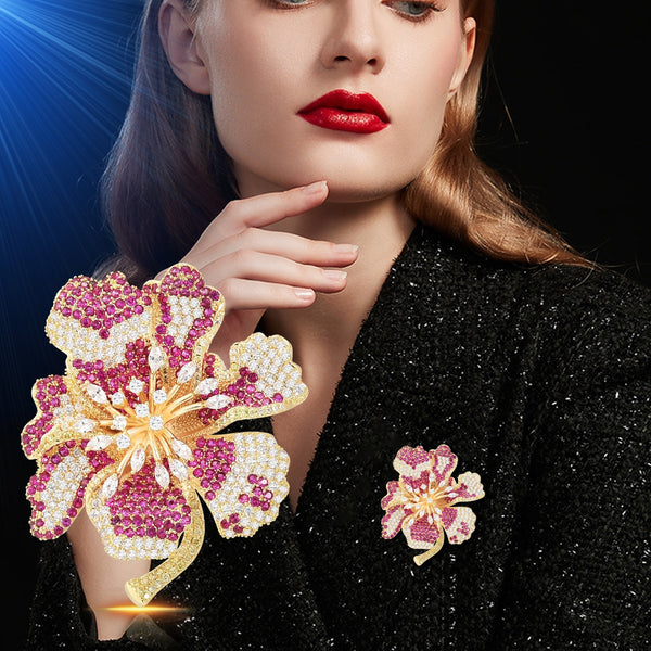 Colorful Flower Brooch Inlaid With Shiny Heavy Industry Corsage Coat Dress