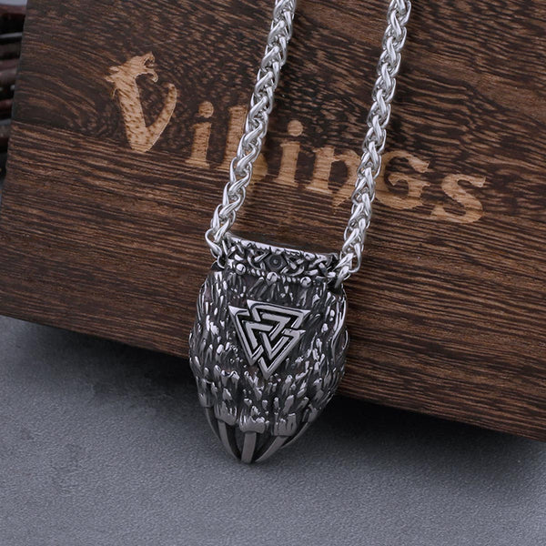 Collar nórdico vikingo con garra de oso Valknut para hombre, colgante vintage de acero inoxidable de alta calidad.