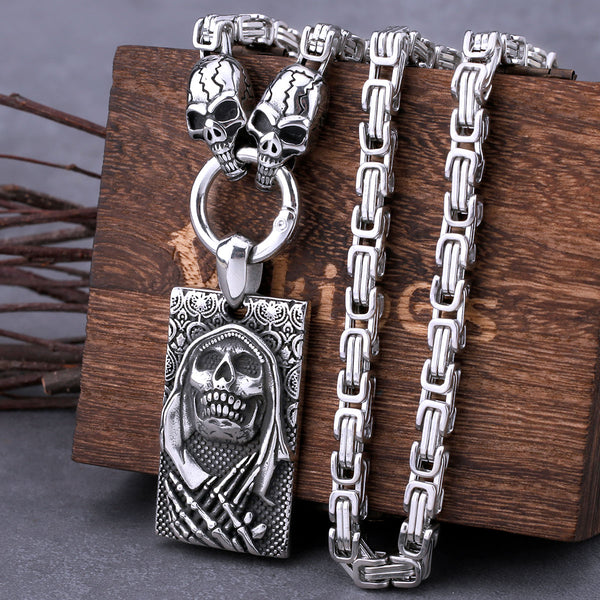 Colgante de calavera de acero inoxidable con calavera cuadrada para hombre