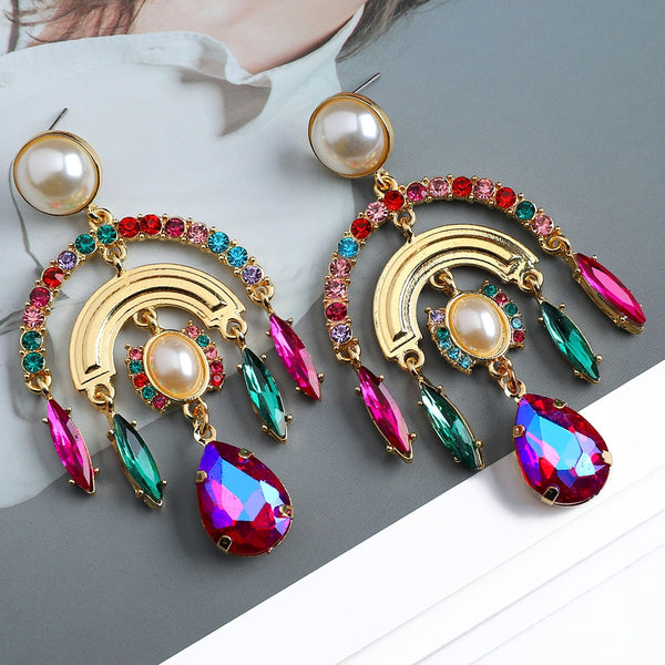 Pendientes colgantes grandes de estilo étnico moderno para mujer