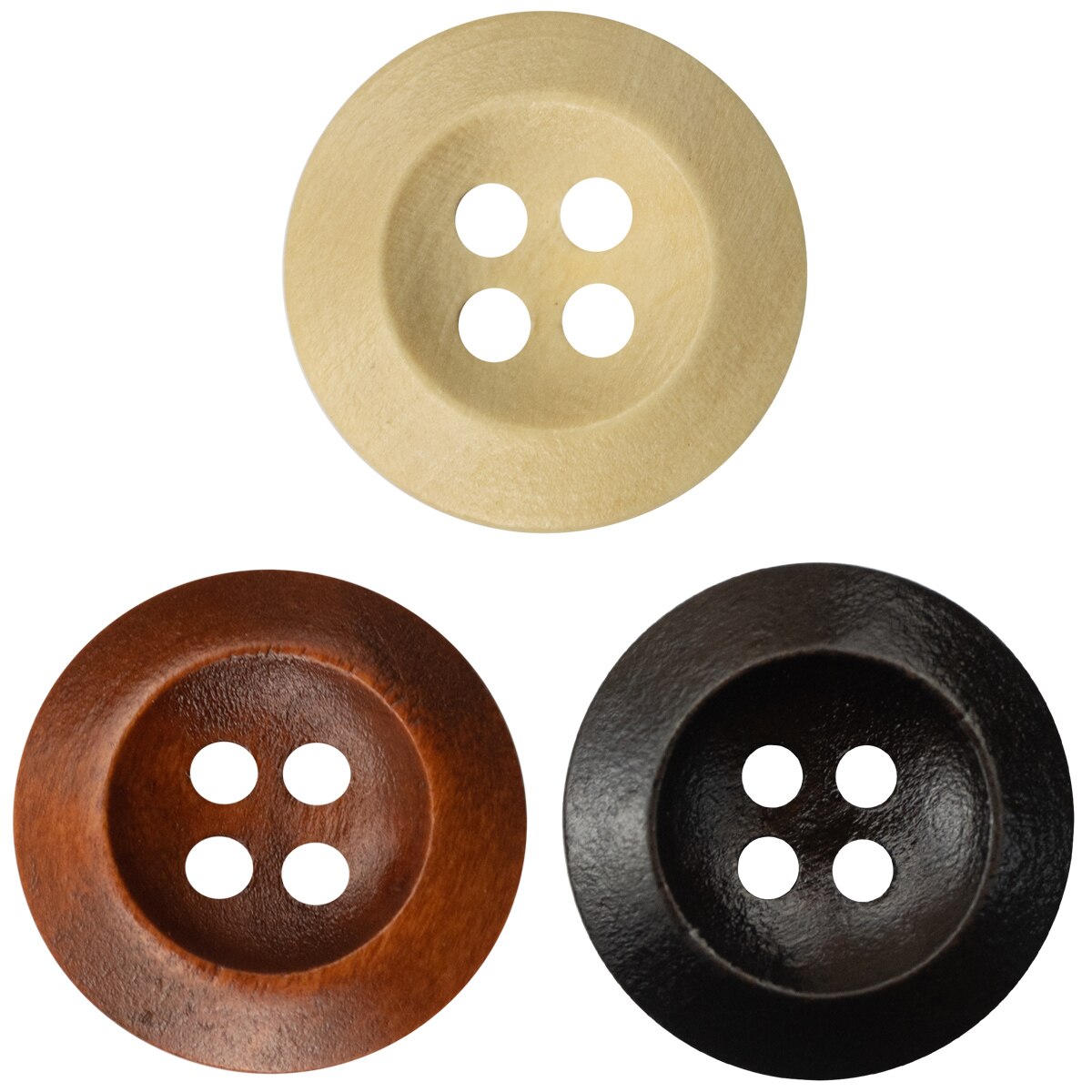 10pcs/lot Wooden Buttons for Crafts and Clothing With Curved Rim Natural Sewing Accessories