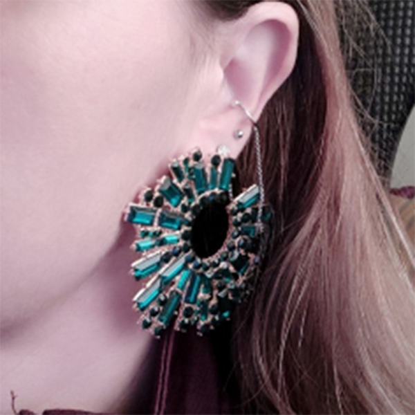 Pendientes redondos grandes de lujo para mujer