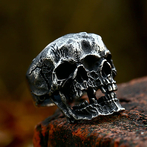 Nuevos anillos creativos de calavera de doble cabeza de acero inoxidable