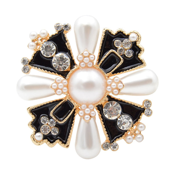 Rhinestone and Pearl Cross Brooches for Women