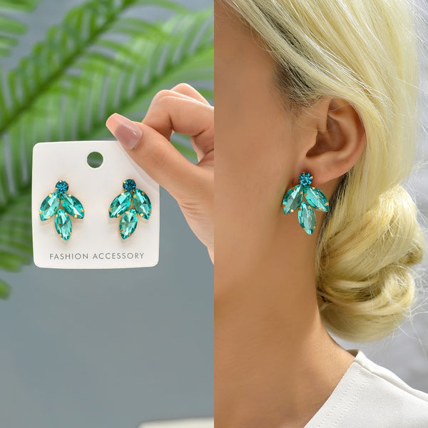 Pendientes pequeños de cristal brillante de moda coreana para mujer
