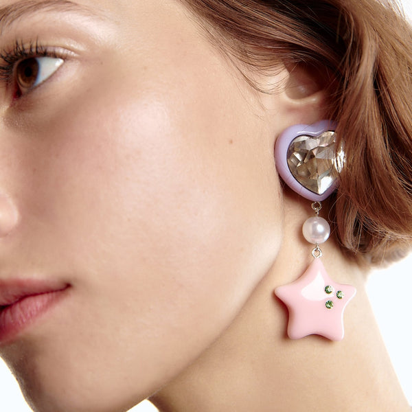 Pendientes colgantes grandes asimétricos Za para mujer