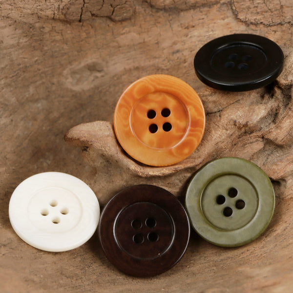 6pcs Wide Rim Orange Shirt Suit Buttons