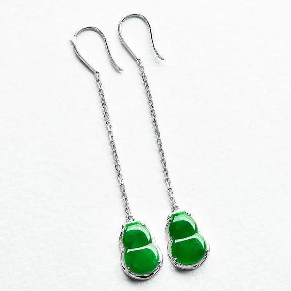 Pendientes largos de calabaza de jaspe hetiano natural