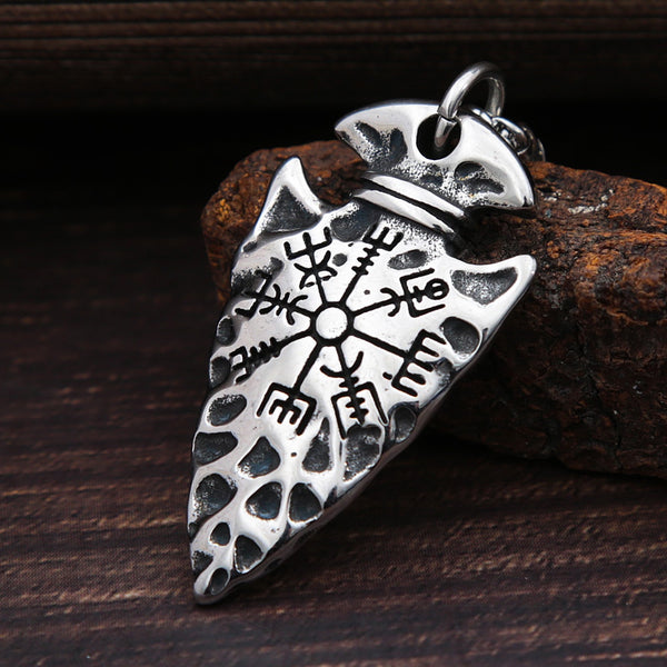 Collar vikingo vintage con colgante "Yelmo del Asombro" y "Vegvisir vikingo" para hombre