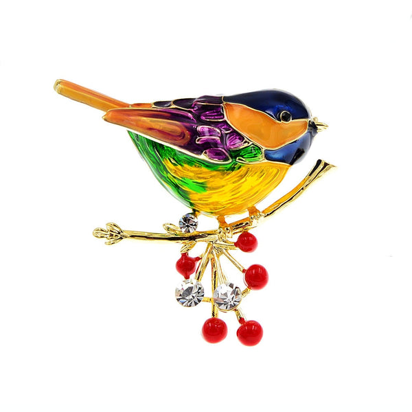 Cute Vivid Bird Brooches For Women Winter Animal Design Pin Branch Accessories