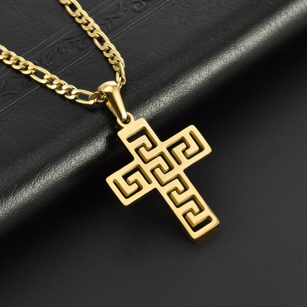 Collares colgantes de cruz hueca de acero inoxidable para hombres y mujeres