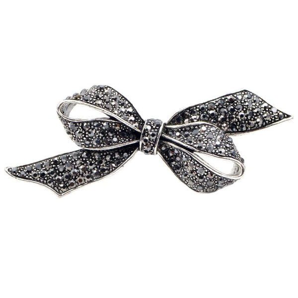 Rhinestone Bow Brooches for Women Vintage Black Brooch