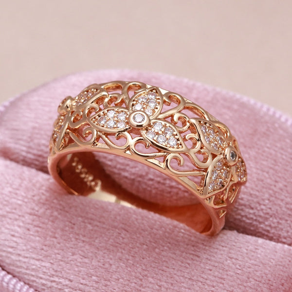 Luxury Hollow Flower 585 Gold Rings for Women