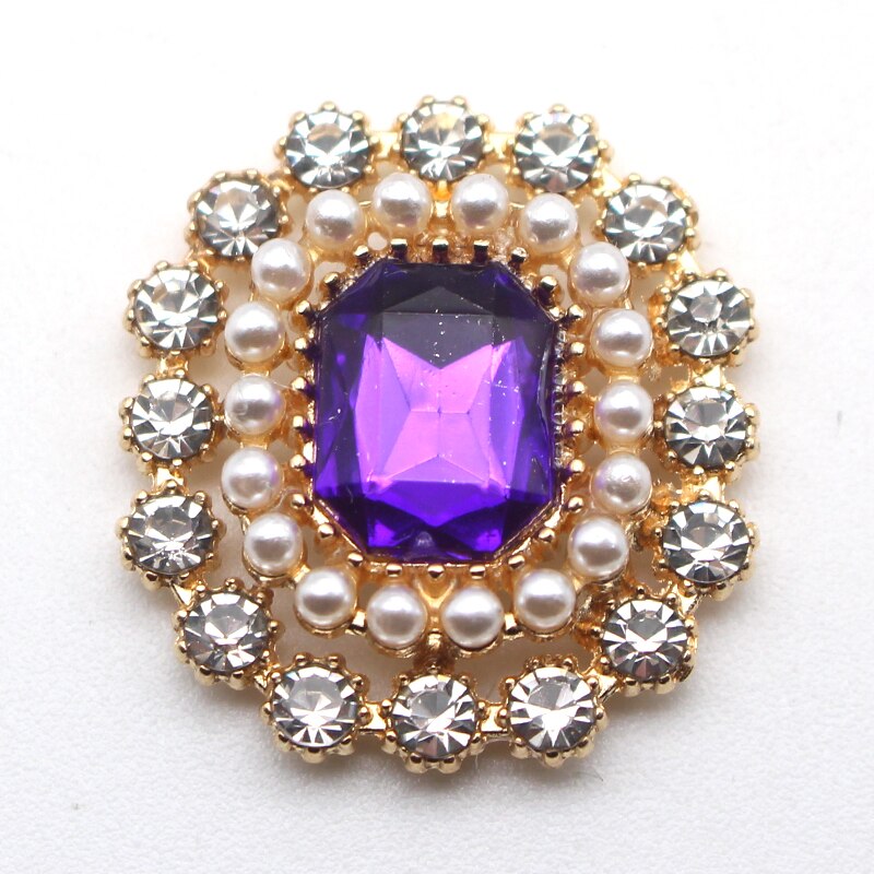 10pcs Alloy Plating Gold Flatback Buttons Rhinestones Pearl Handwork DIY Jewelry Accessories