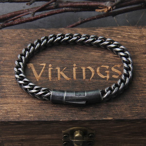 Vintage Chain Link Men Bracelet Handmade Punk Rock Stainless Steel Motorcycle Bracelets