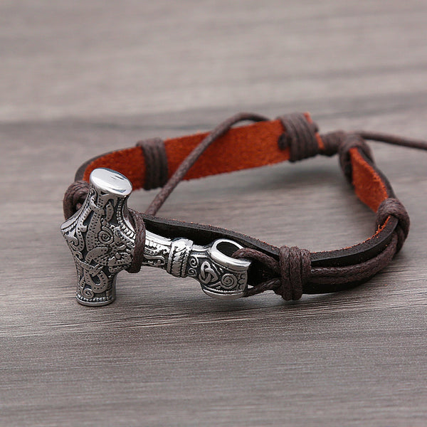 Pulsera vintage de acero inoxidable con martillo de Thor, vikingo nórdico, para hombre