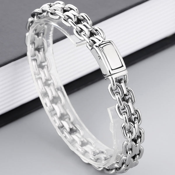 Pulsera de acero inoxidable 316L pulido con eslabones de 10 mm.