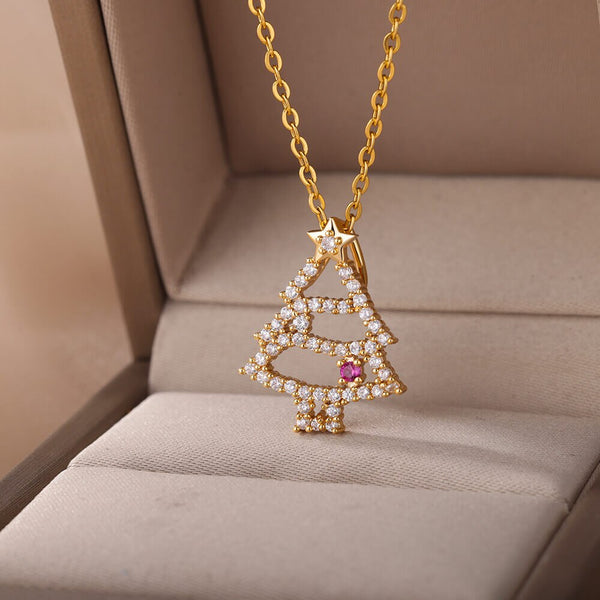 New Design Trendy Xmas Tree Pendant Necklace For Women