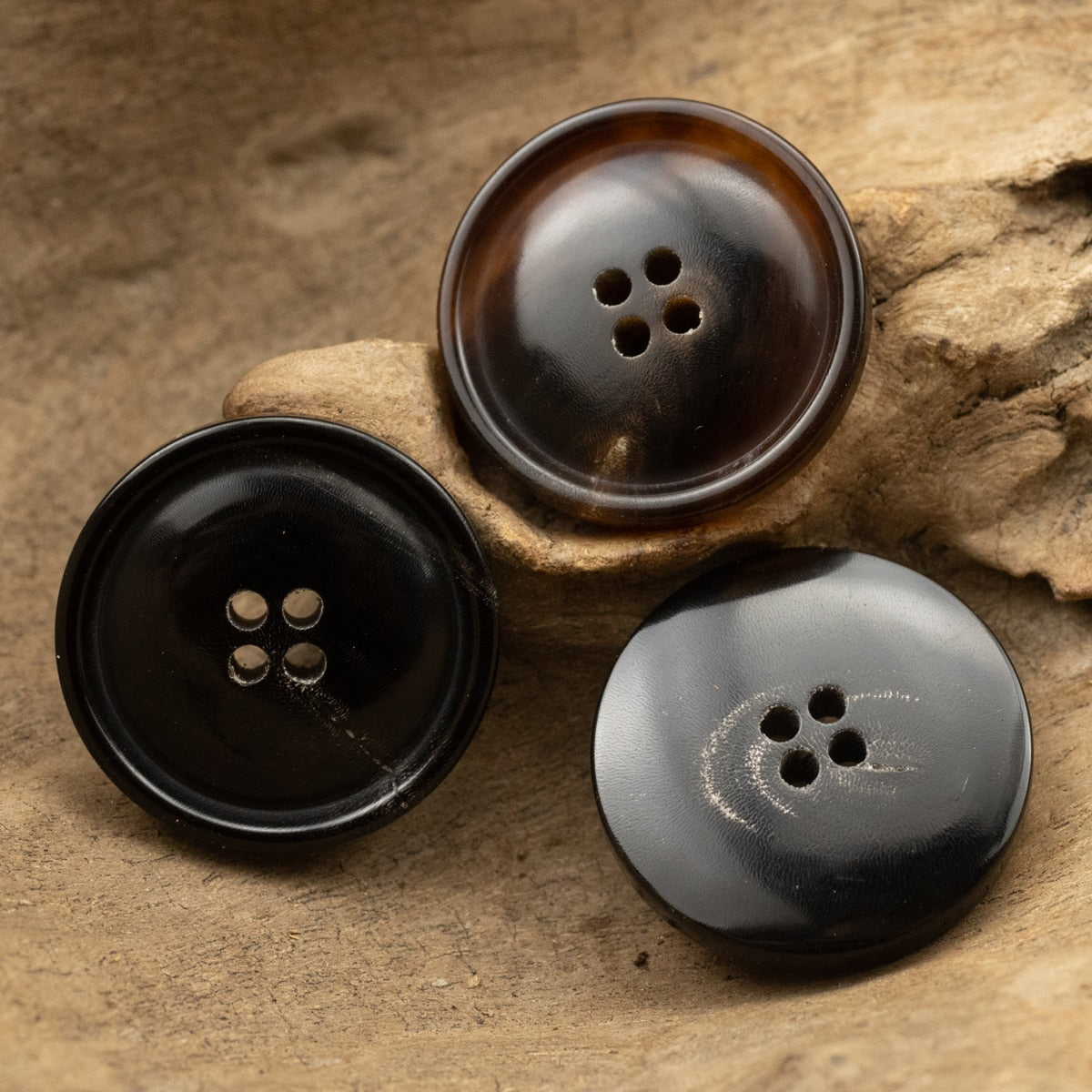 6pcs Oriental Style Natural Horn Buttons Brown Black Suit Knitwear Sewing Accessories