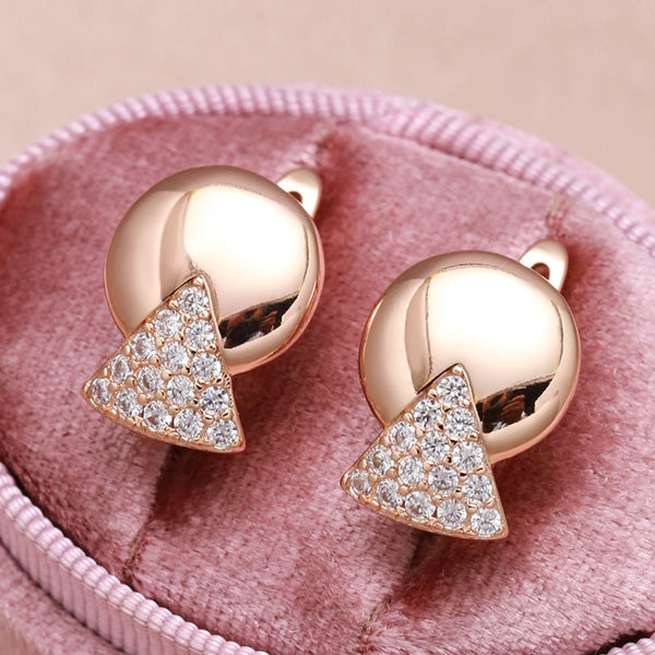 Pendientes colgantes de circonita natural con empalme de círculos geométricos para mujer