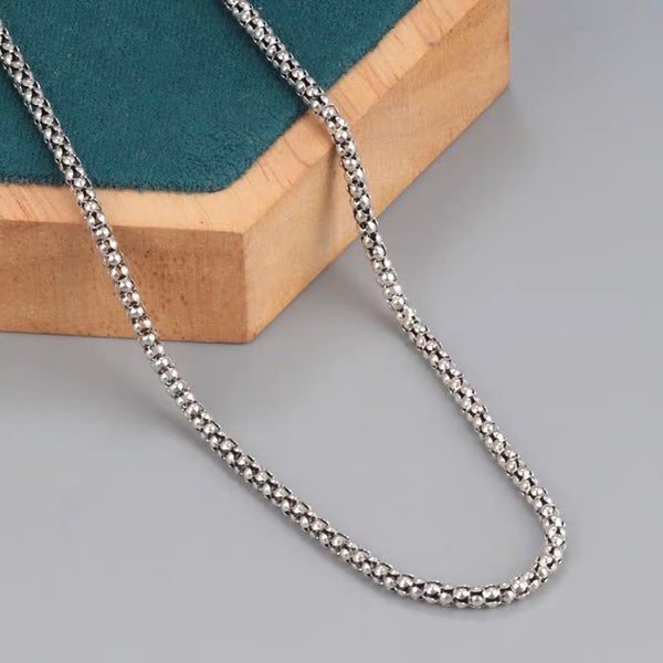 Collar de palomitas de maíz de plata auténtica para hombres y mujeres, collar de maíz de plata esterlina S925