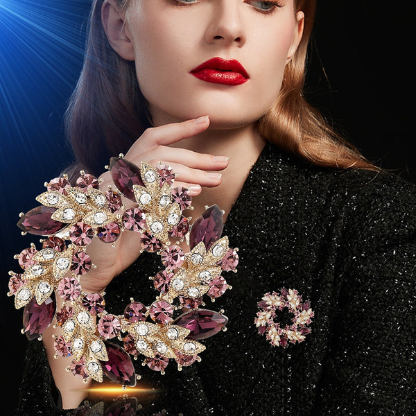 Revolving Flower Copper Micro Inlaid Cubic Zirconia Brooch